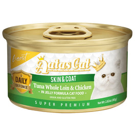 Aatas Cat Finest Daily Defence Skin & Coat - Tuna Whole Loin & Chicken in Jelly Canned Cat Food 80g - Kohepets