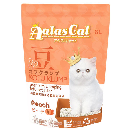 3 FOR $21: Aatas Cat Kofu Klump Tofu Cat Litter (Peach) 6L - Kohepets