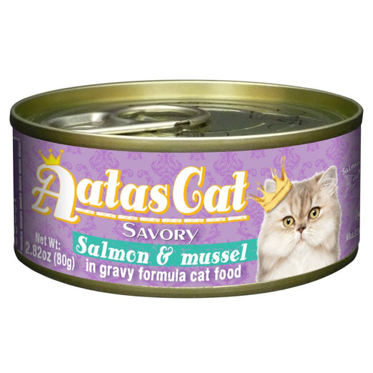 Aatas Cat Savory Salmon & Mussel in Gravy Canned Cat Food 80g - Kohepets