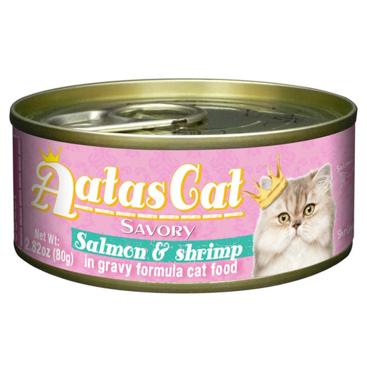 Aatas Cat Savory Salmon & Shrimp in Gravy Canned Cat Food 80g - Kohepets