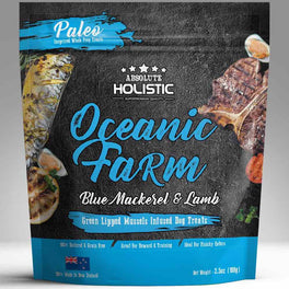 Absolute Holistic Air Dried Oceanic Farm Blue Mackerel & Lamb Dog Treats 100g - Kohepets