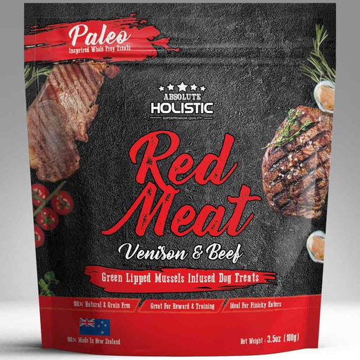 40% OFF: Absolute Holistic Air Dried Red Meat Venison & Beef Dog Treats 100g - Kohepets