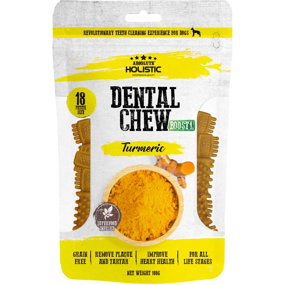 Absolute Holistic Boost Turmeric Petite Grain-Free Dental Dog Chews 160g