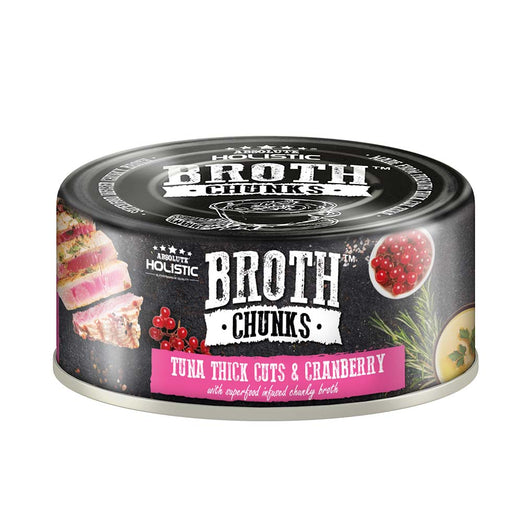 Absolute Holistic Broth Chunks Tuna Thick Cuts & Cranberry Grain-Free Canned Food For Cats & Dogs 80g