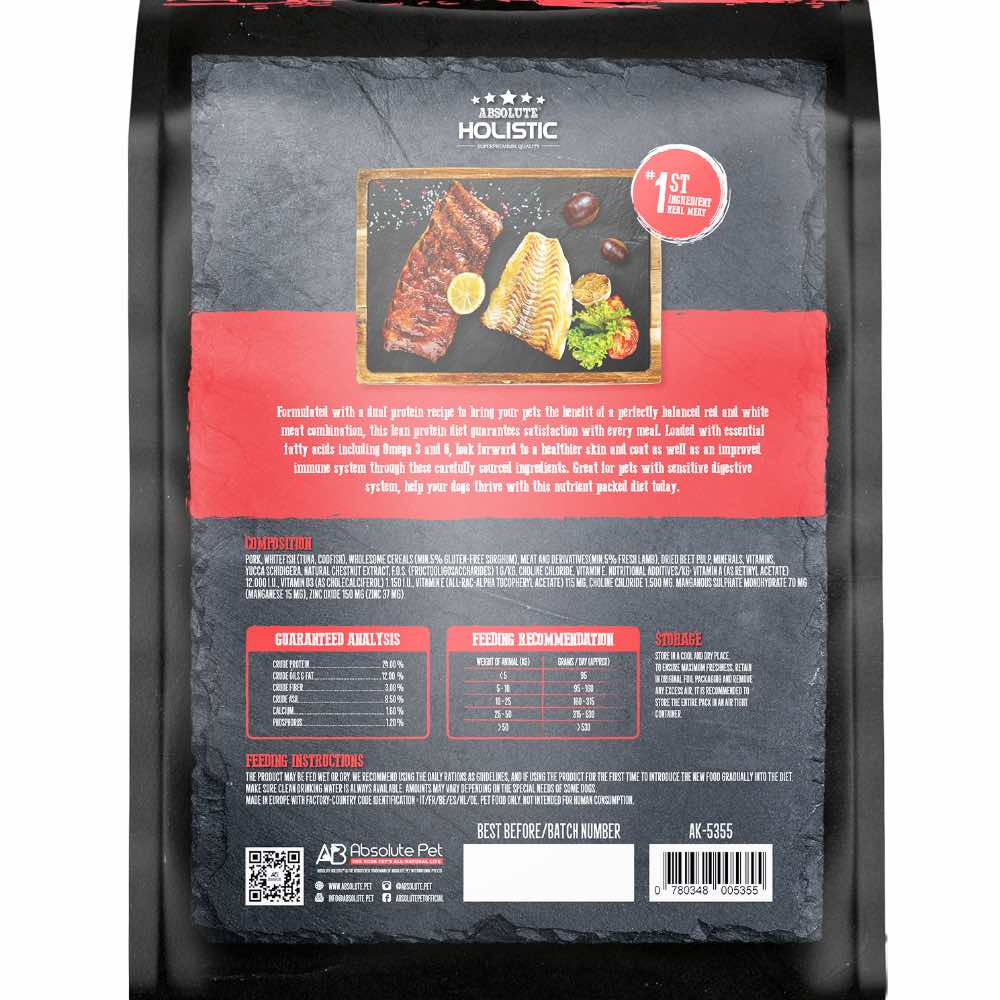 Absolute Holistic Kibbles In The Bag Pork & Codfish Dry Dog Food | Kohepets