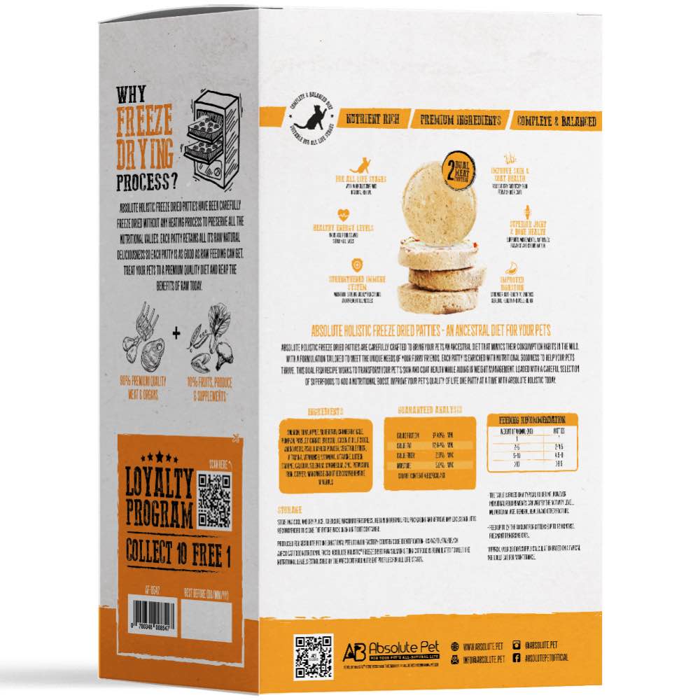 Absolute Holistic Patties Salmon & Tuna Grain-Free Freeze-Dried Cat Food 12.7oz