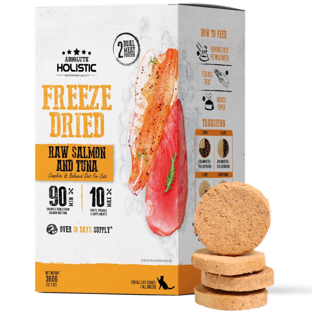 Absolute Holistic Patties Salmon & Tuna Grain-Free Freeze-Dried Cat Food 12.7oz