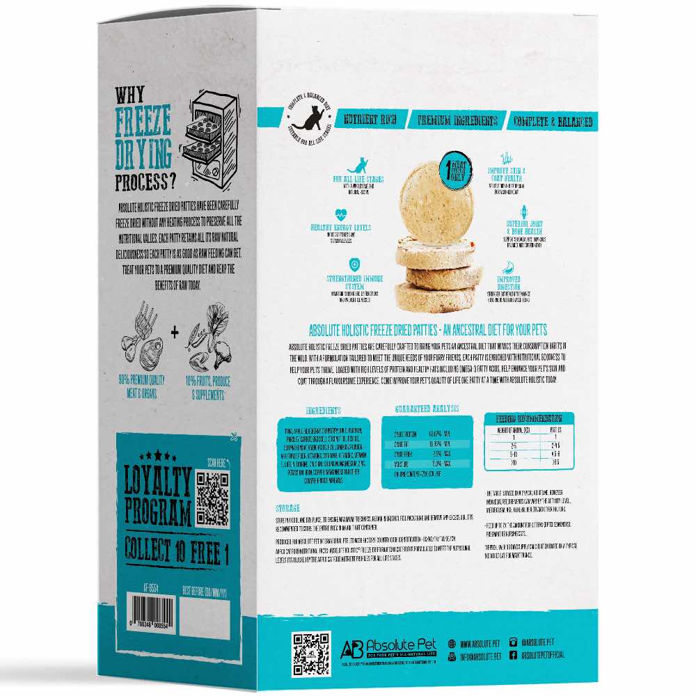 Absolute Holistic Patties Tuna Grain-Free Freeze-Dried Cat Food 12.7oz