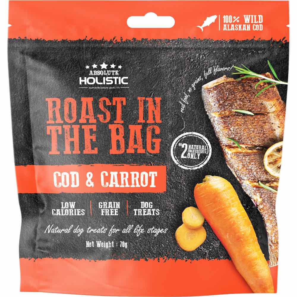 Absolute Holistic Roast In The Bag Cod & Carrot Grain-Free Treats For Cats & Dogs