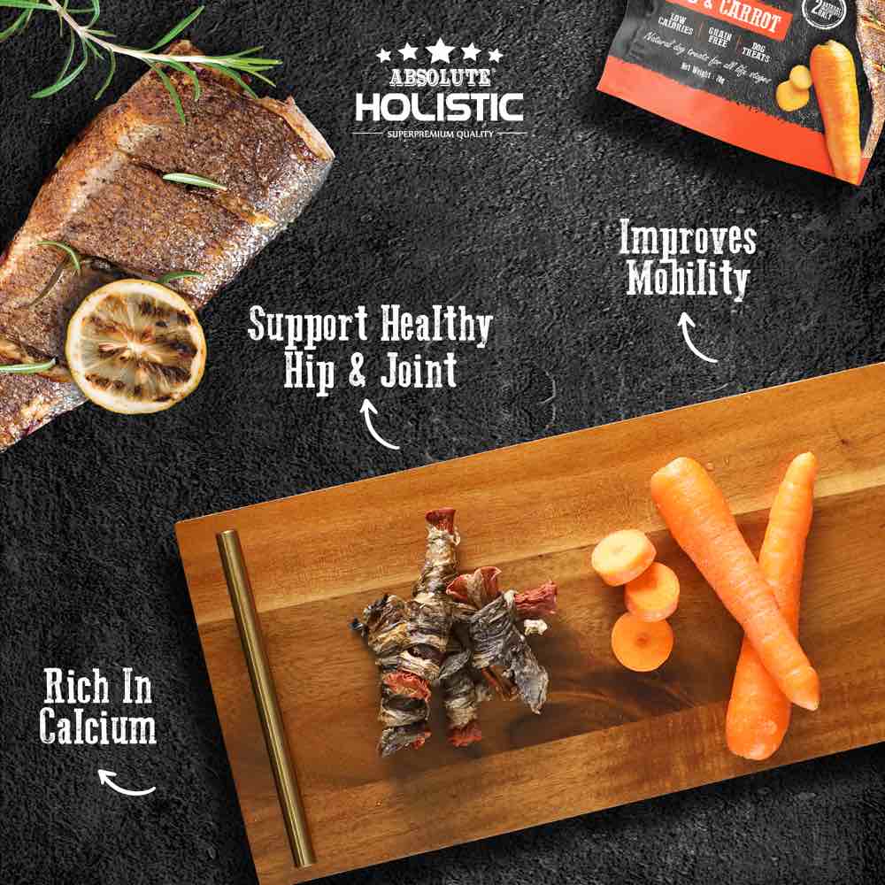 Absolute Holistic Roast In The Bag Cod & Carrot Grain-Free Treats For Cats & Dogs