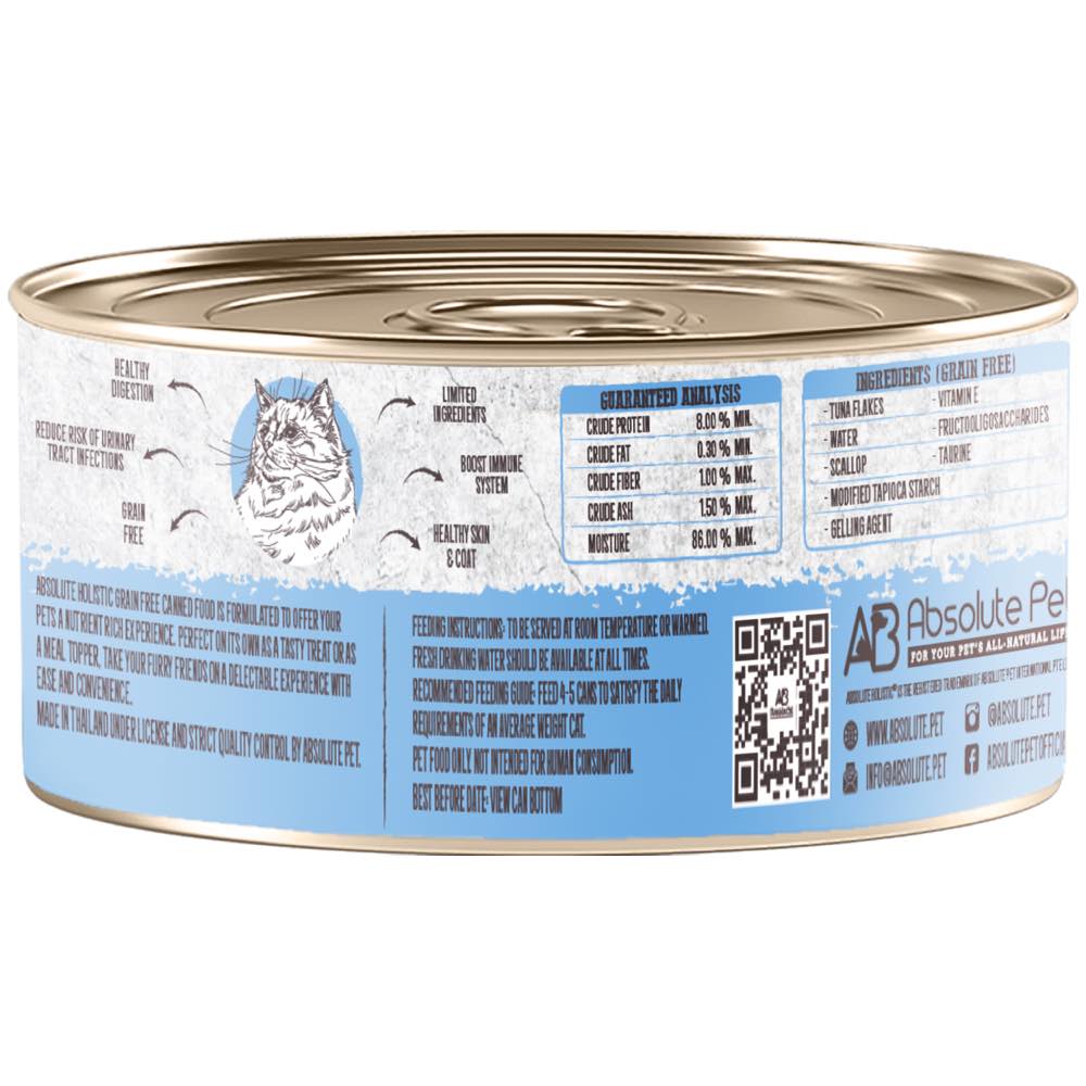 Absolute Holistic White Meat Tuna & Scallop In Gravy Grain-Free Cat Canned Food 80g
