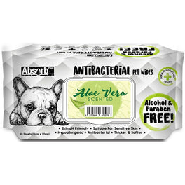 3 FOR $11: Absorb Plus Antibacterial Aloe Vera Scented Pet Wipes 80ct - Kohepets