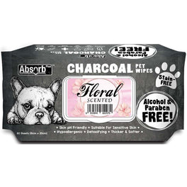 3 FOR $15: Absorb Plus Charcoal Floral Scented Pet Wipes 80ct - Kohepets