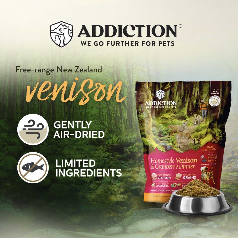Addiction Homestyle Venison & Cranberry Dinner Raw Alternative Dog Food