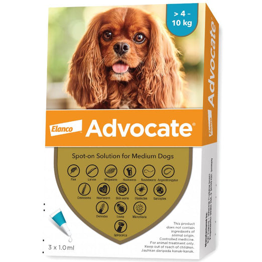 Advocate Spot-on Solution for Dogs 4kg To 10kg (3pcs x 1ml)