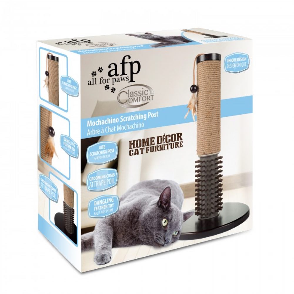All For Paws Mochachino Scratching Cat Post with Rubber Bristles - Kohepets