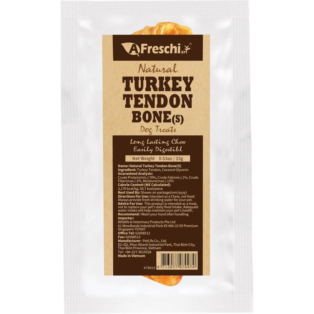 20% OFF: AFreschi Natural Turkey Tendon Bone Grain-Free Dog Chew (Small) 15g