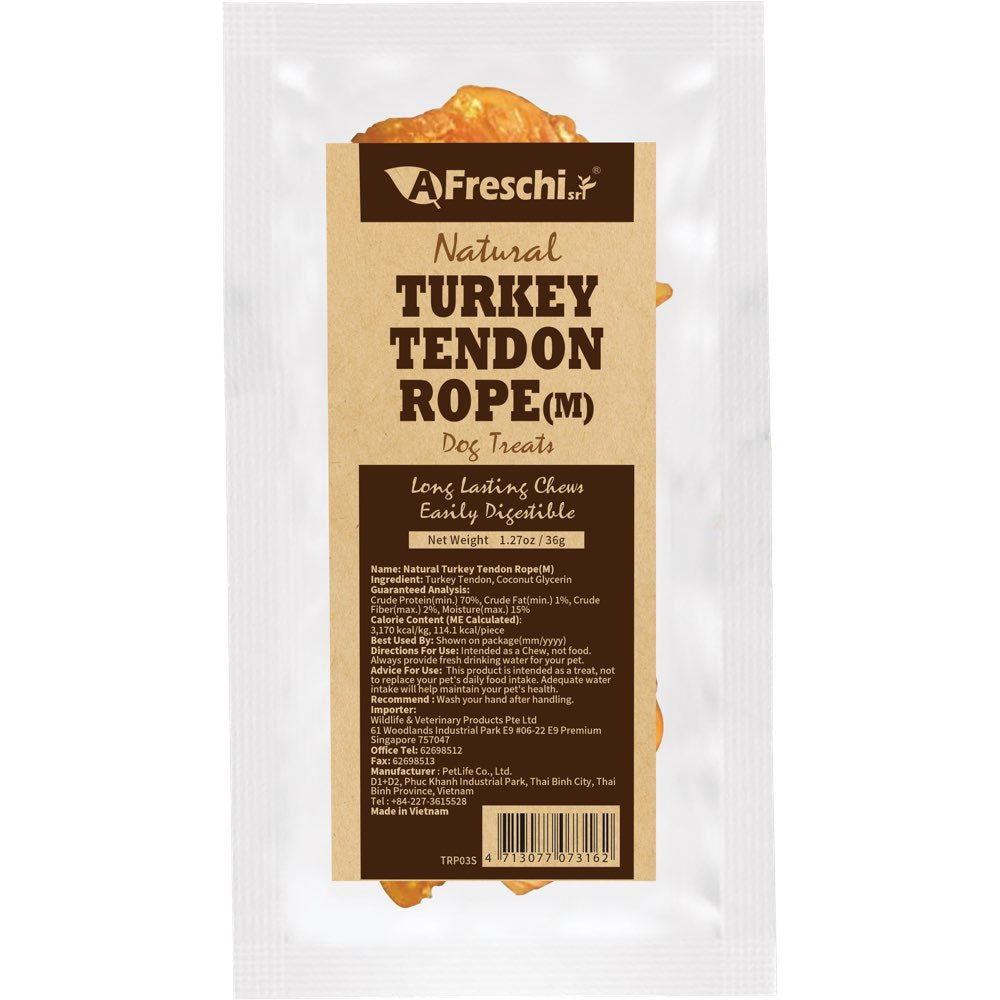 AFreschi Natural Turkey Tendon Rope Grain-Free Dog Chew (Medium) 36g ...