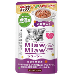 Aixia Miaw Miaw Juicy Meat & Fish Mix With Dried Skipjack Adult Pouch Cat Food 70g x 12