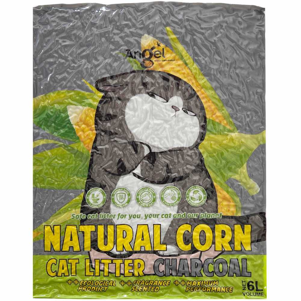 2 FOR $15: Angel Natural Corn Charcoal Cat Litter 6L