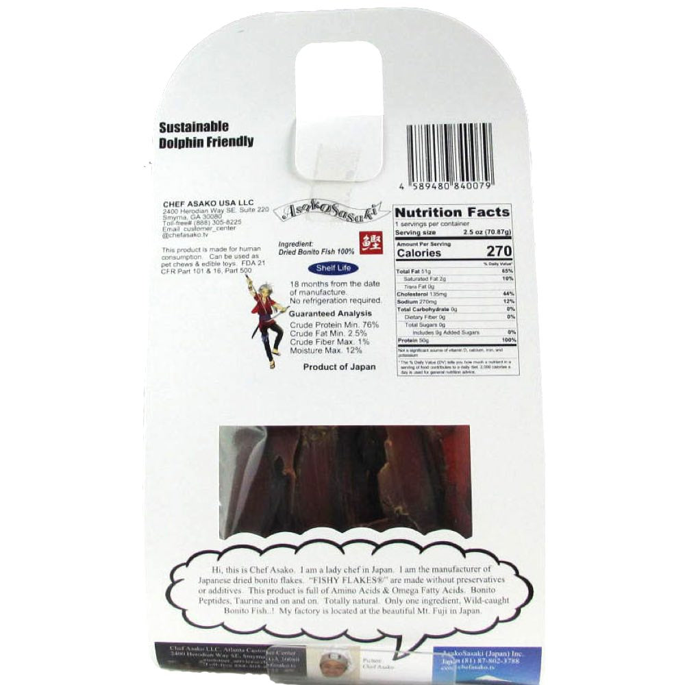 AsakoSasaki Fishy Flakes Dried Shaved Bonito Fish Thick Cuts Pet Treats 71g - Kohepets