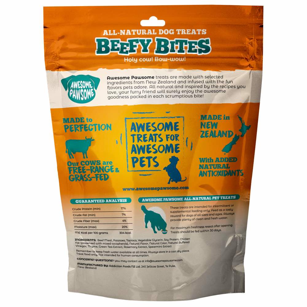 15% OFF (Exp May 21): Awesome Pawsome Beefy Bites Grain-Free Dog Treats 3oz - Kohepets