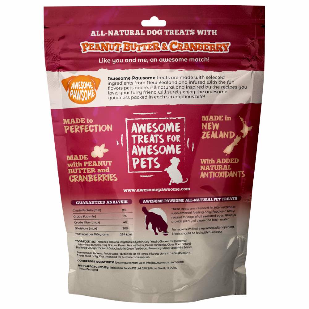 Awesome Pawsome Peanut Butter & Cranberry Grain-Free Dog Treats 3oz - Kohepets