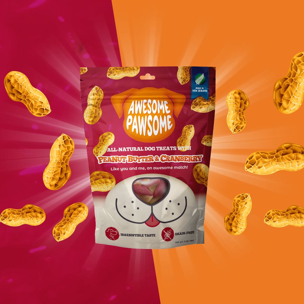 Awesome Pawsome Peanut Butter & Cranberry Grain-Free Dog Treats 3oz - Kohepets