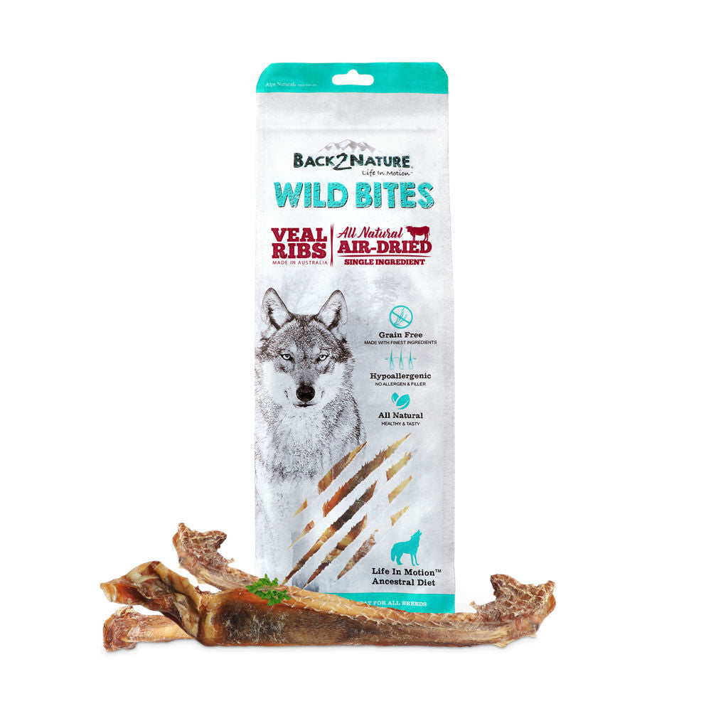 30% OFF: Back-2-Nature Wild Bites Veal Ribs Air Dried Dog Treats 100g - Kohepets