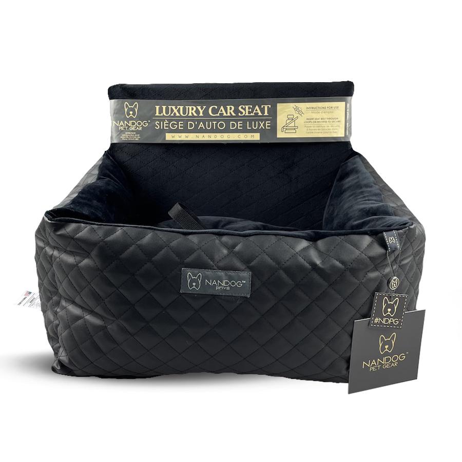 Nandog Luxe Dog Car Seat (Black Vegan Leather) - Kohepets