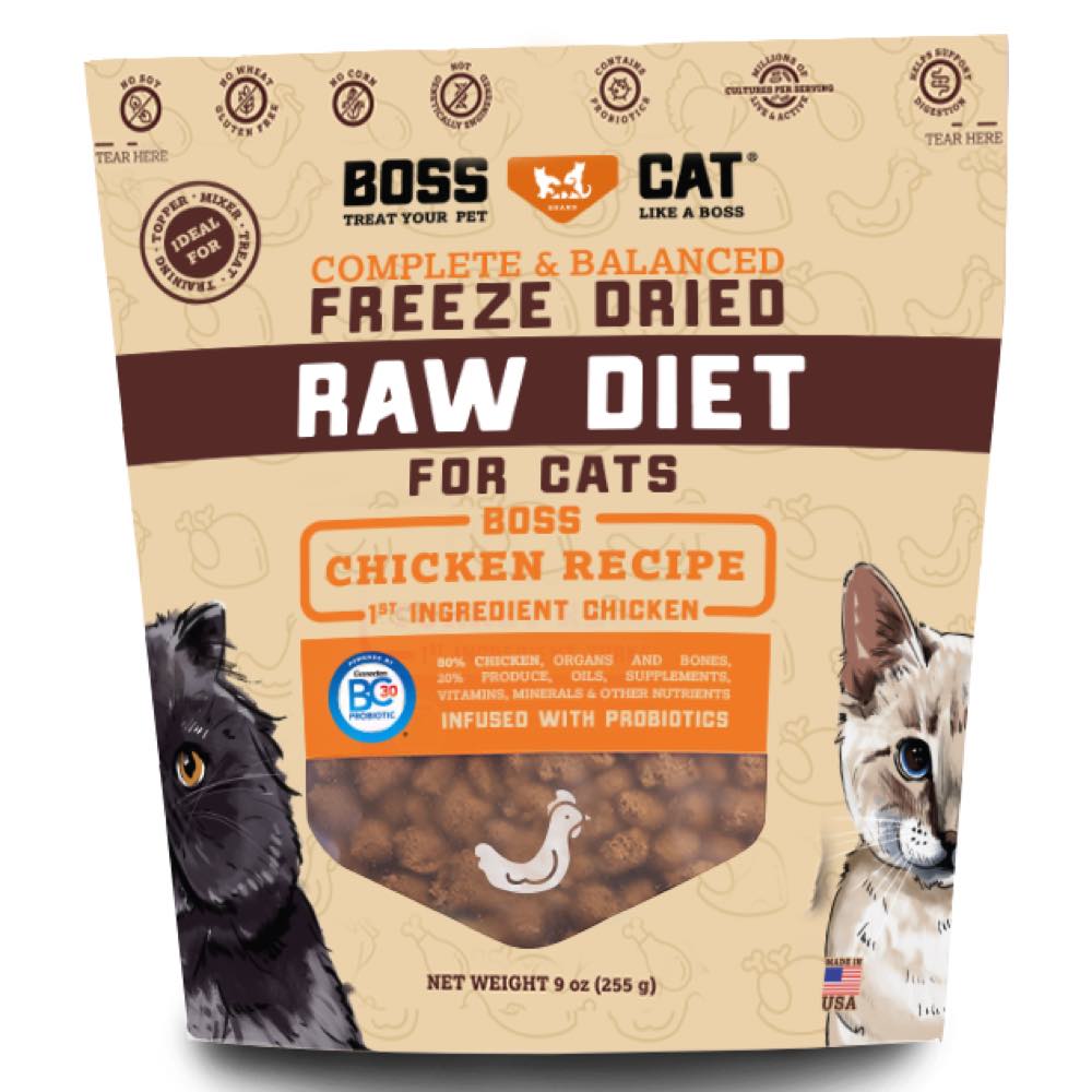 '40% OFF/BUNDLE DEAL (Exp 14Jul25)': Boss Cat Chicken Grain-Free Freeze-Dried Raw Cat Food 9oz