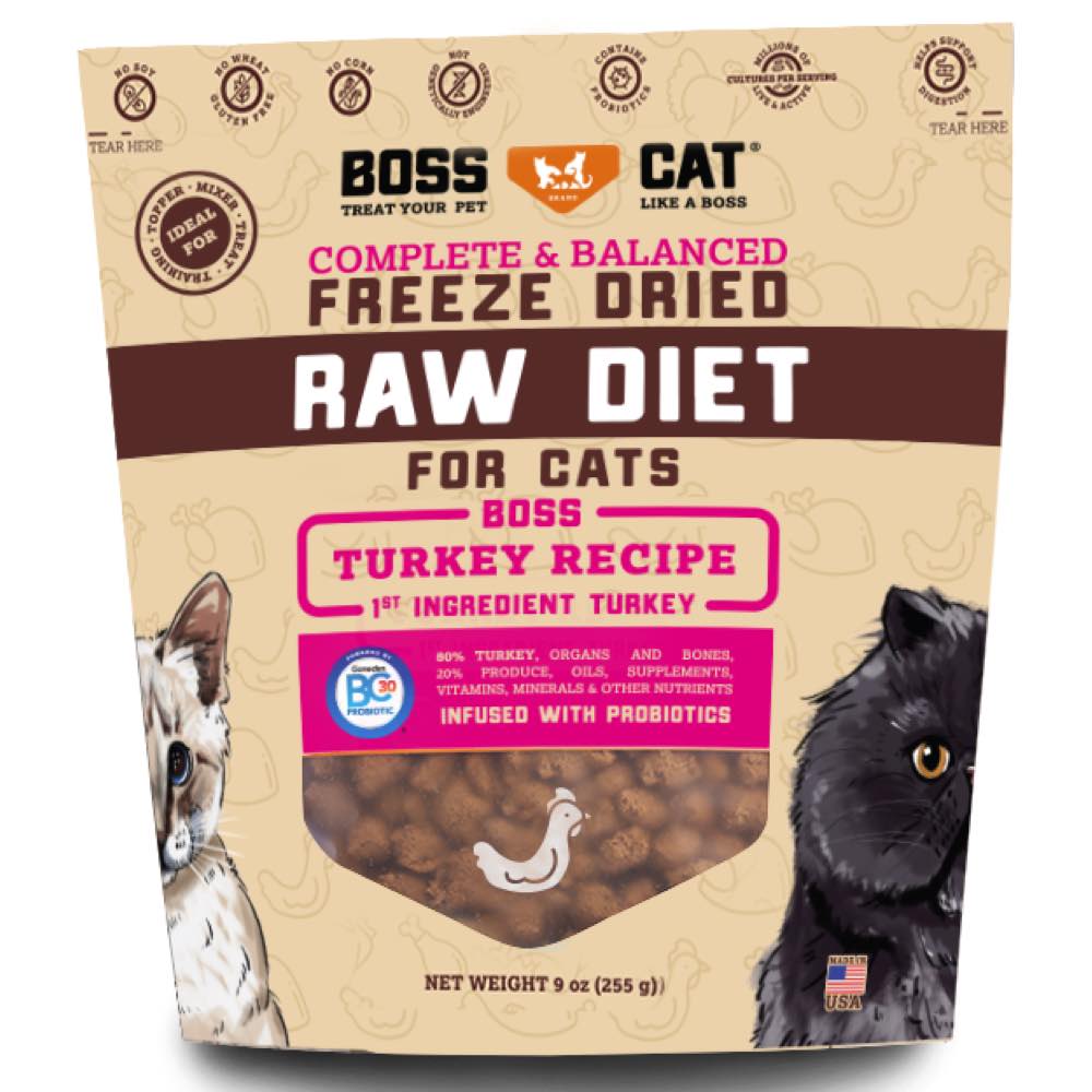 '40% OFF/BUNDLE DEAL (Exp 16May25)': Boss Cat Turkey Grain-Free Freeze-Dried Raw Cat Food 9oz