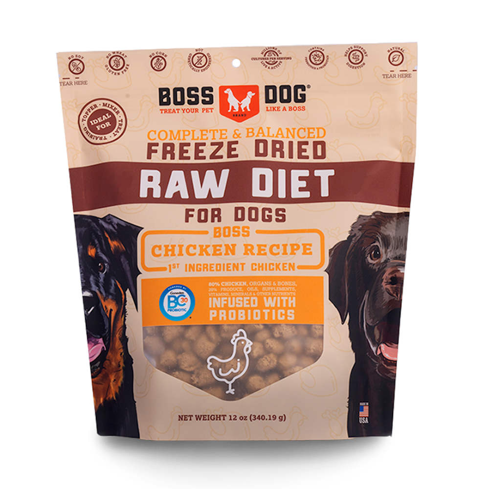 3 FOR $120: Boss Dog Freeze-Dried Chicken Recipe Dog Food 12oz - Kohepets