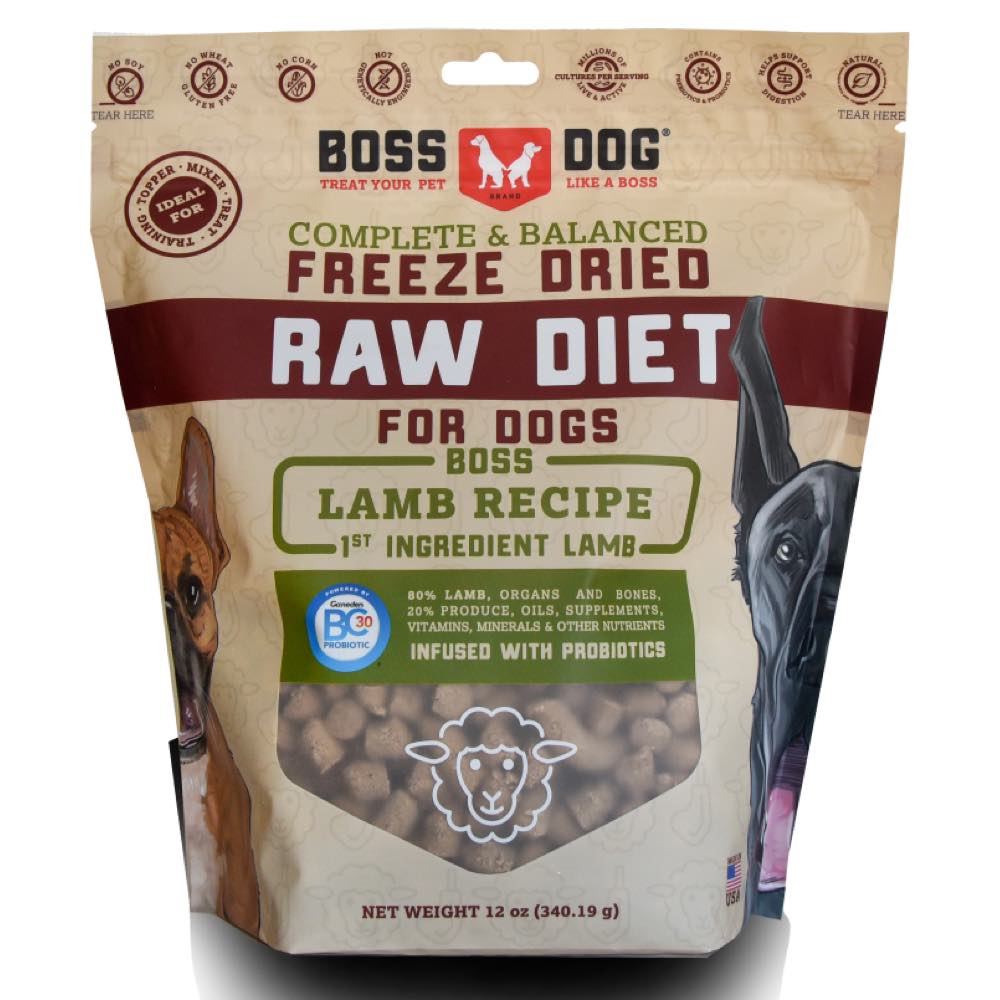 FREE SAMPLE (1 per order): Boss Dog Lamb Grain-Free Freeze-Dried Raw Dog Food
