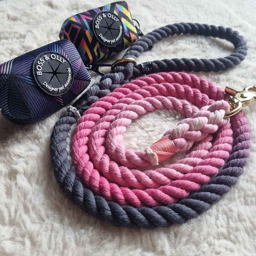 Boss & Olly HandDyed Cotton Rope Dog Leash (Pink) (Made To Order