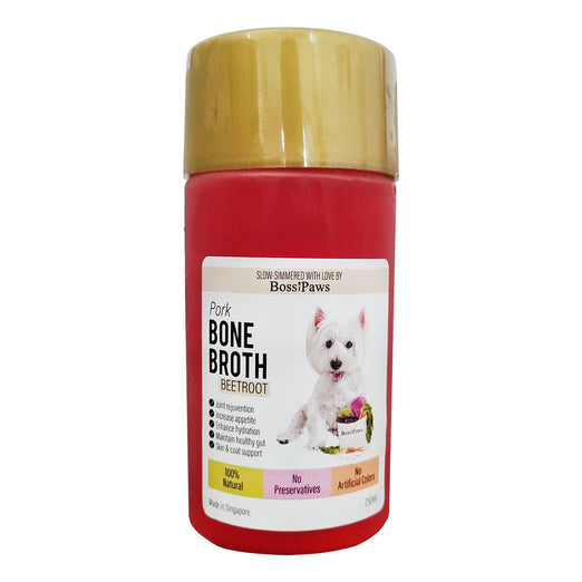 BossiPaws Pork Bone Broth With Beetroot Frozen Dog Food Topper 250ml
