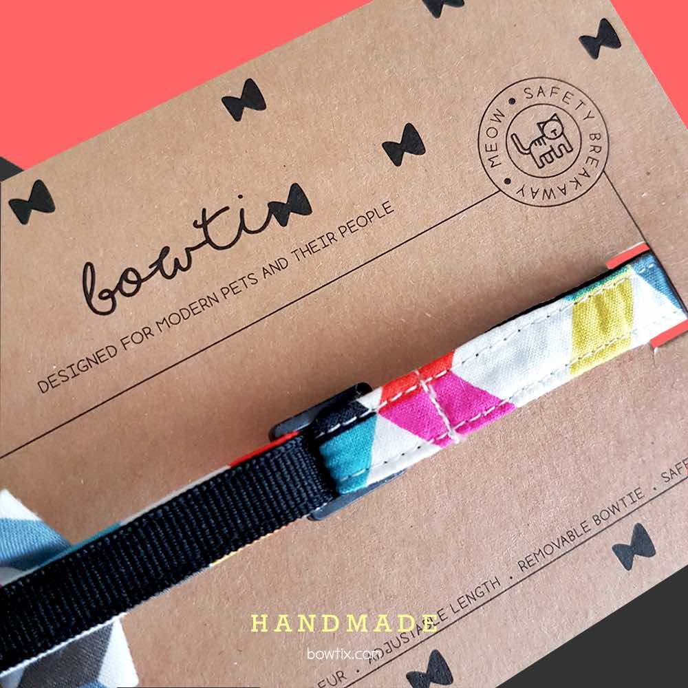 Bowtix Handmade Dog Collar With Removable Bowtie - Candy Strips - Kohepets