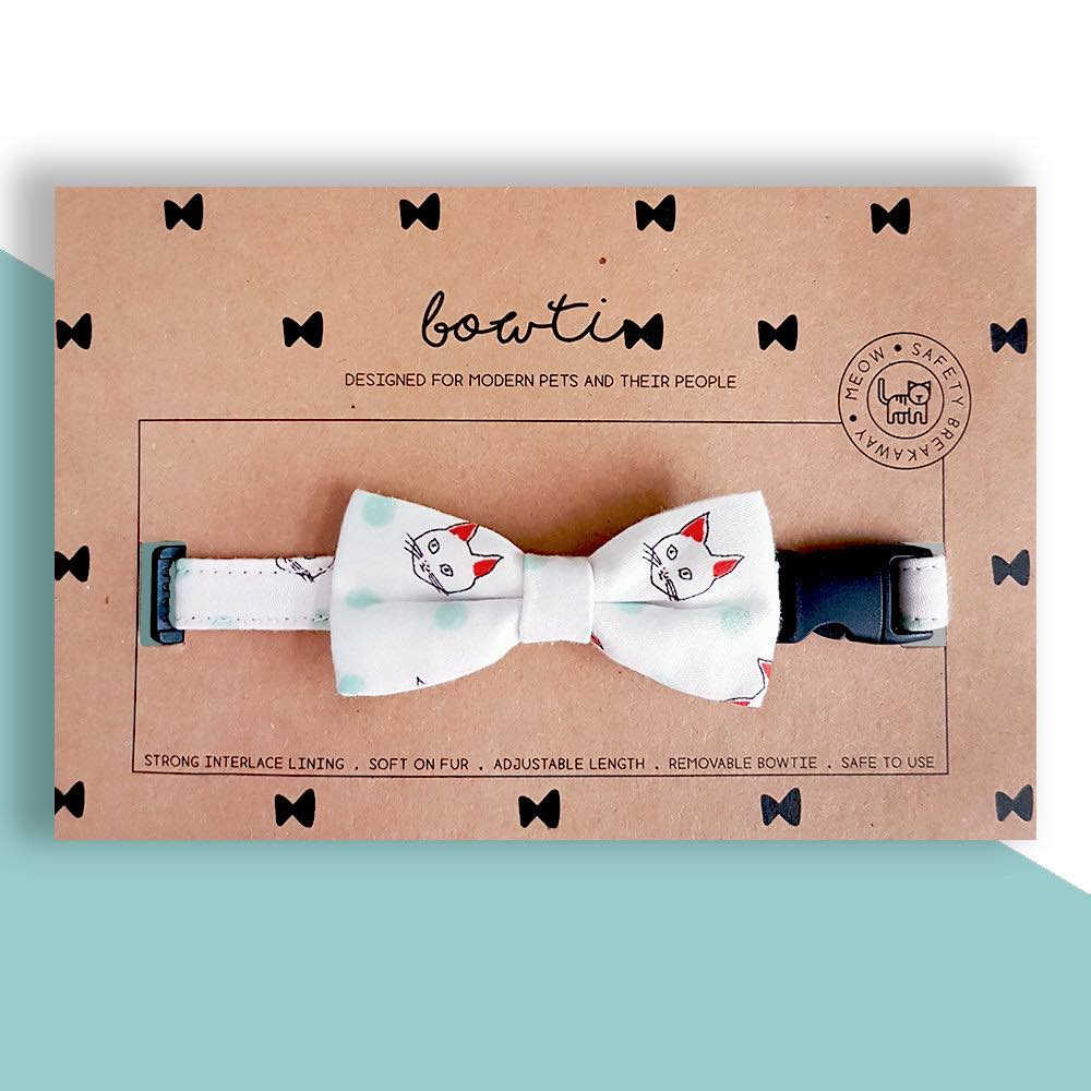 Bowtix Handmade Cat Collar With Removable Bowtie - Cat Friends - Kohepets