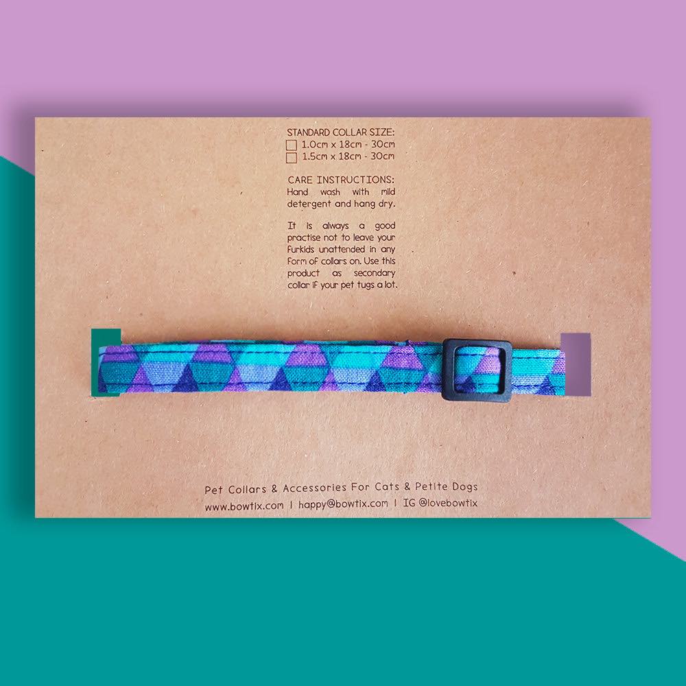 Bowtix Handmade Cat Collar With Removable Bowtie - Geometrics Amethyst - Kohepets