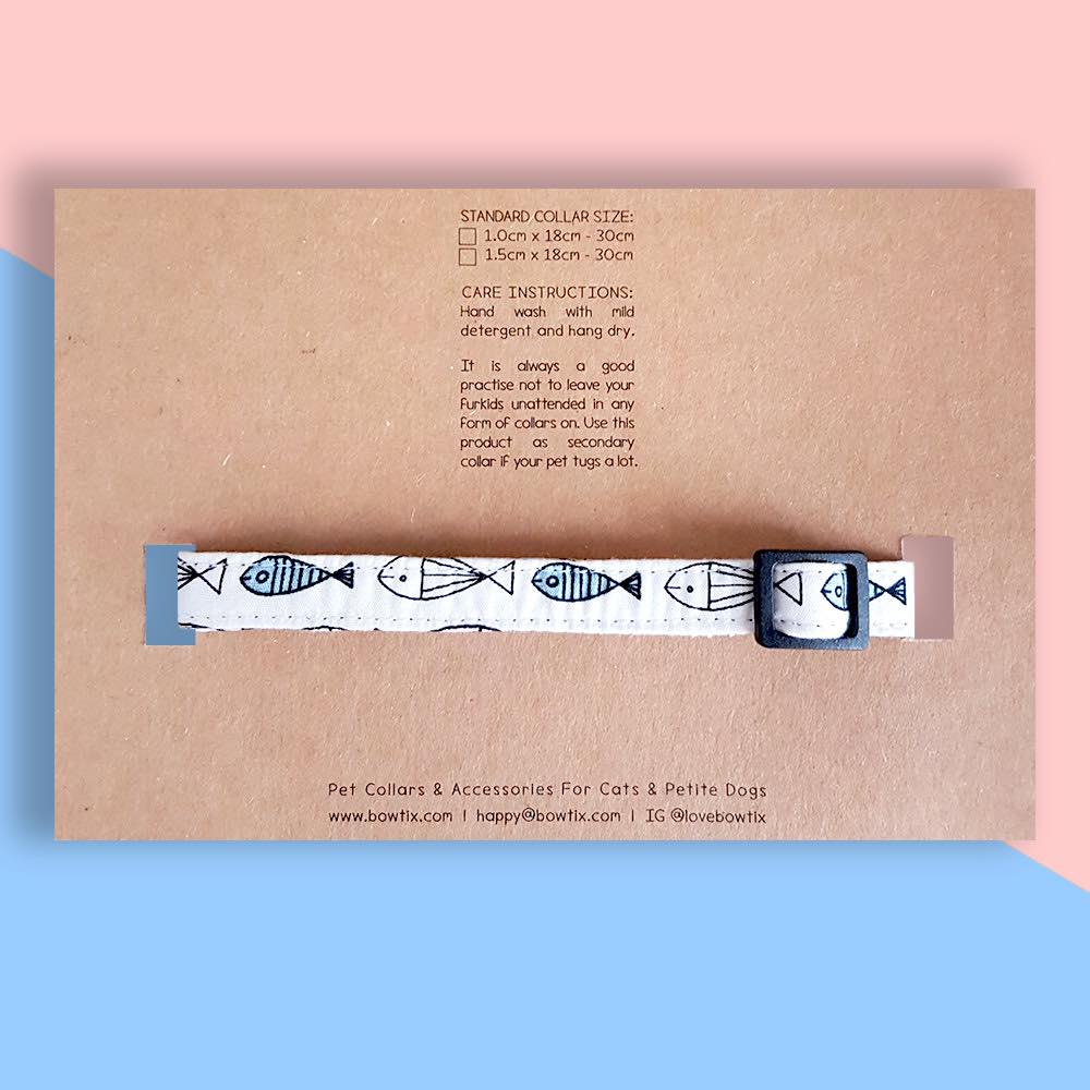 Bowtix Handmade Cat Collar With Removable Bowtie - I Love Tuna - Kohepets