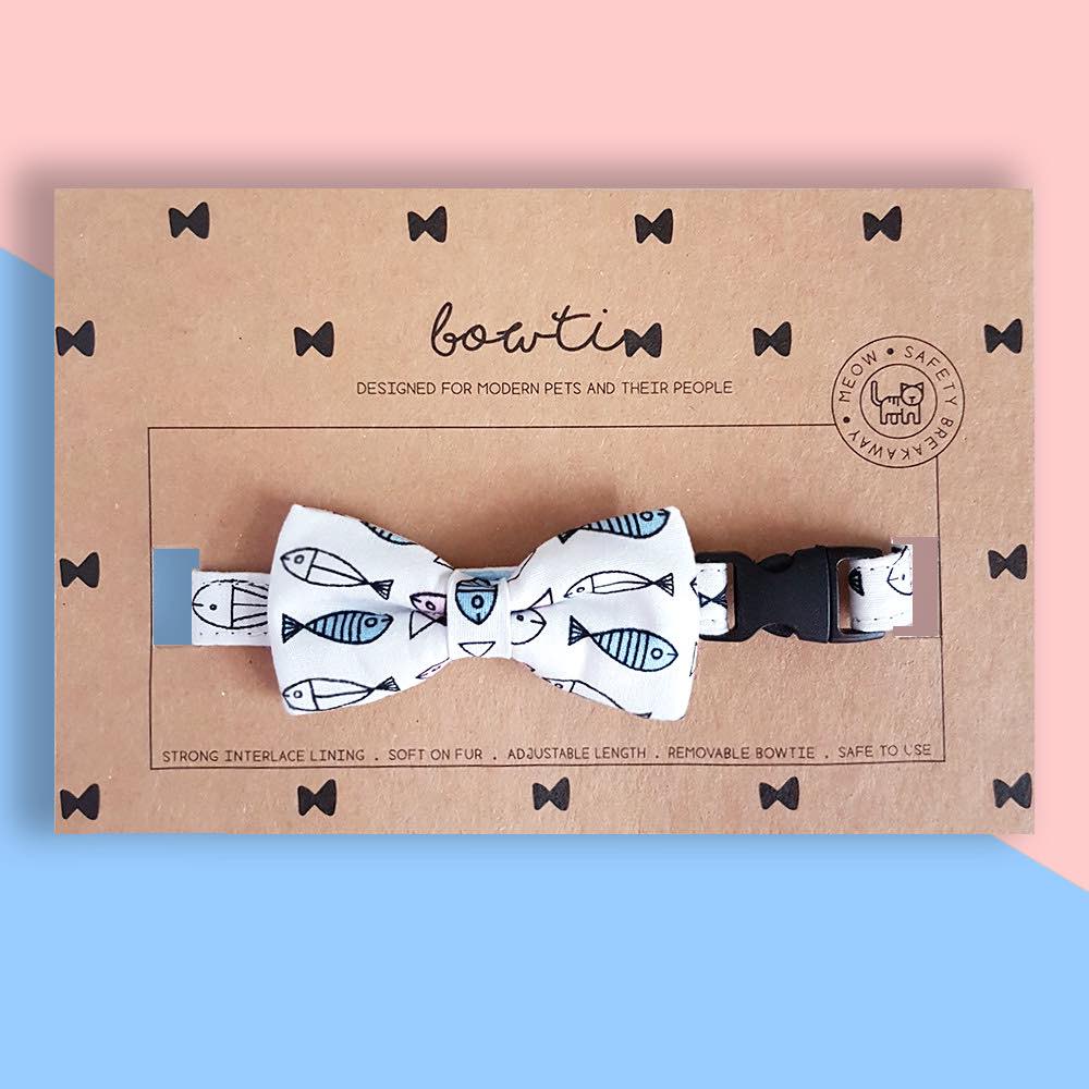 Bowtix Handmade Cat Collar With Removable Bowtie - I Love Tuna - Kohepets