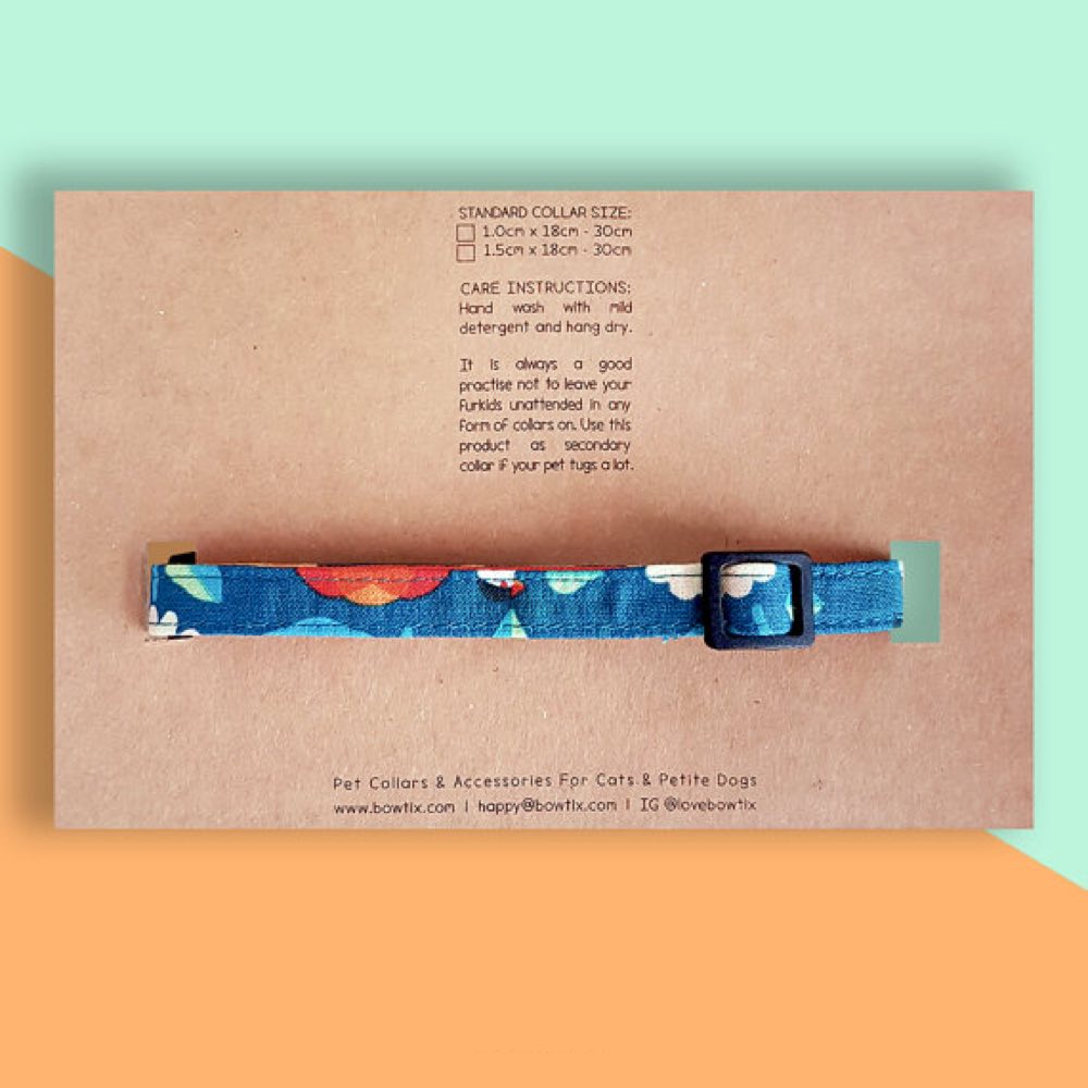 Bowtix Handmade Cat Collar With Removable Bowtie - Kotoritachi (Teal) - Kohepets