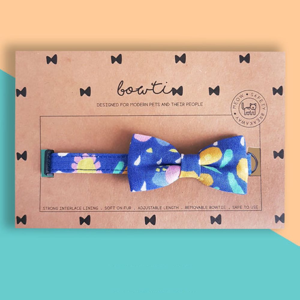 Bowtix Handmade Dog Collar With Removable Bowtie - Kukki Kukkii Clouds - Kohepets