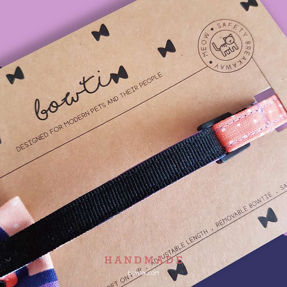 Bowtix Handmade Cat Collar With Removable Bowtie - Pelto Night - Kohepets
