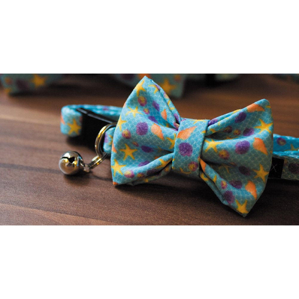 Bowtix Handmade Cat Collar With Removable Bowtie - Sea & Shell - Kohepets