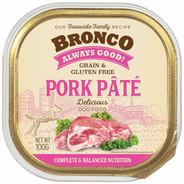 30% OFF: Bronco Pork Pate Adult Grain-Free Tray Dog Food 100g - Kohepets