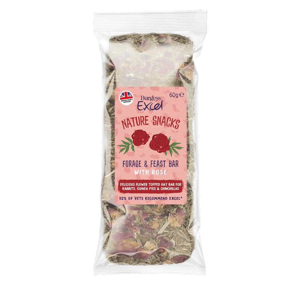 Burgess Excel Nature Snacks Forage & Feast Bar With Rose Hay Treat For ...
