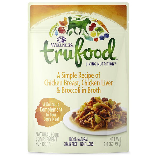 BUY 3 GET 1 FREE: Wellness TruFood Meal Complements Chicken Breast, Chicken Liver & Broccoli Pouch Dog Food 2.8oz - Kohepets