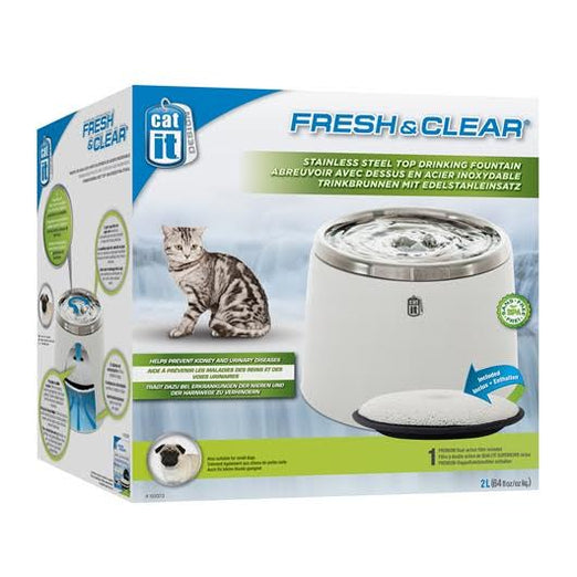 Catit Fresh & Clear Stainless Steel Top Drinking Fountain 2L Kohepets