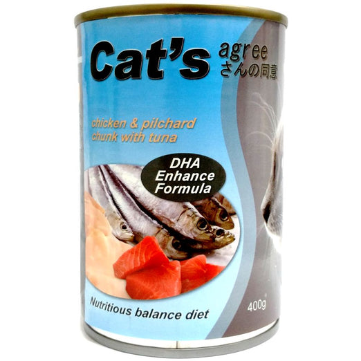 Cat's Agree Chicken & Pilchard Chunk With Tuna Canned Cat Food 400g - Kohepets